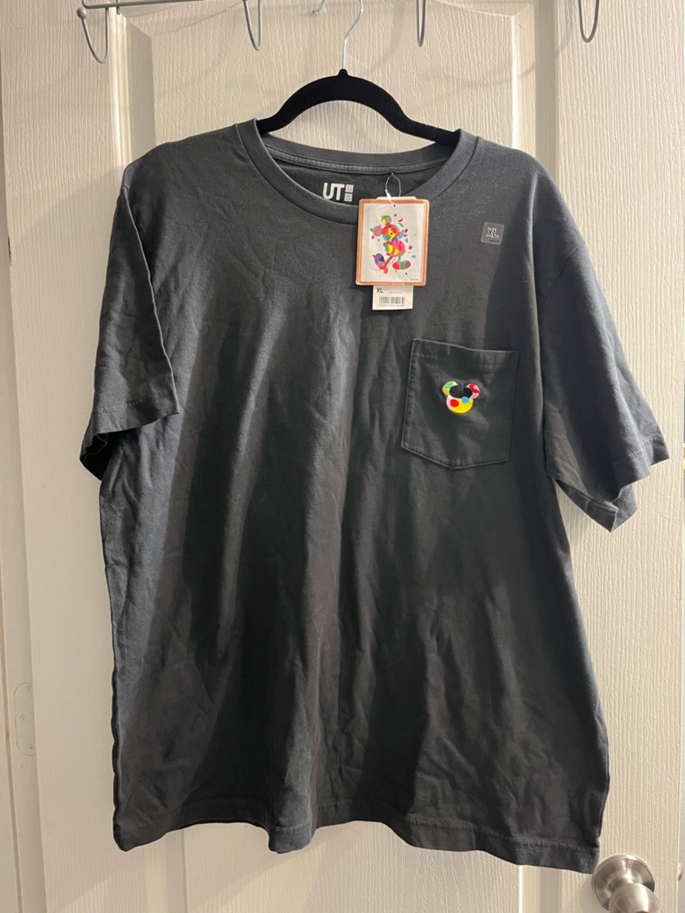 Uniqlo Mickey x Mike Mills Art Graphic Pocket T-Shirt Gray Cotton Men's XL